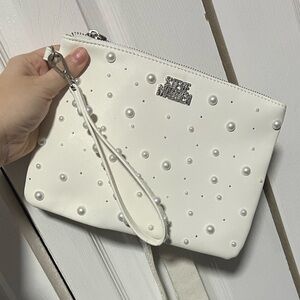 White Pearl-Studded Wristlet Steve Madden